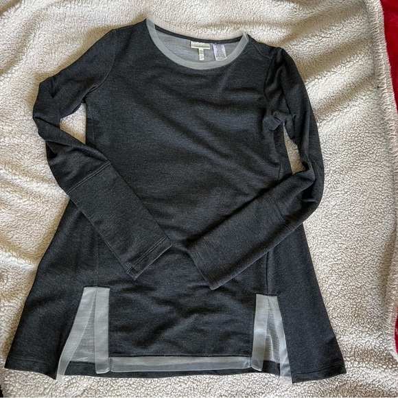 LOGO Lounge mesh trim nicely detailed knit tunic lovely! XXS charcoal - Picture 4 of 6